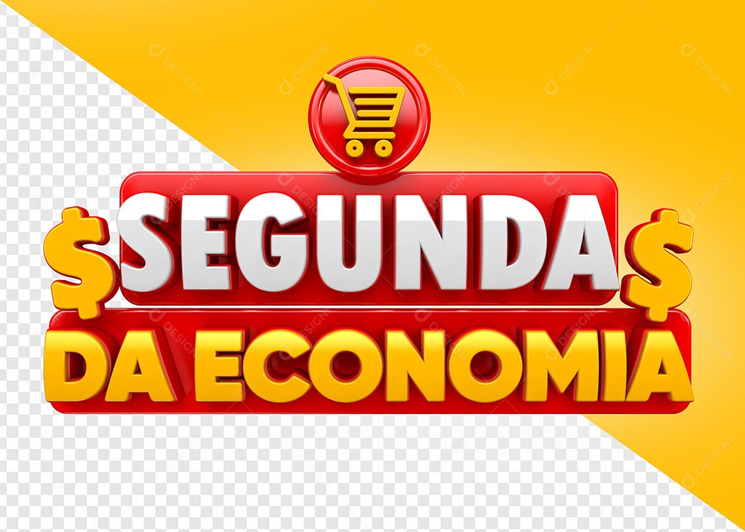 Selo 3D Segunda da Economia Vermelho para Composição PSD