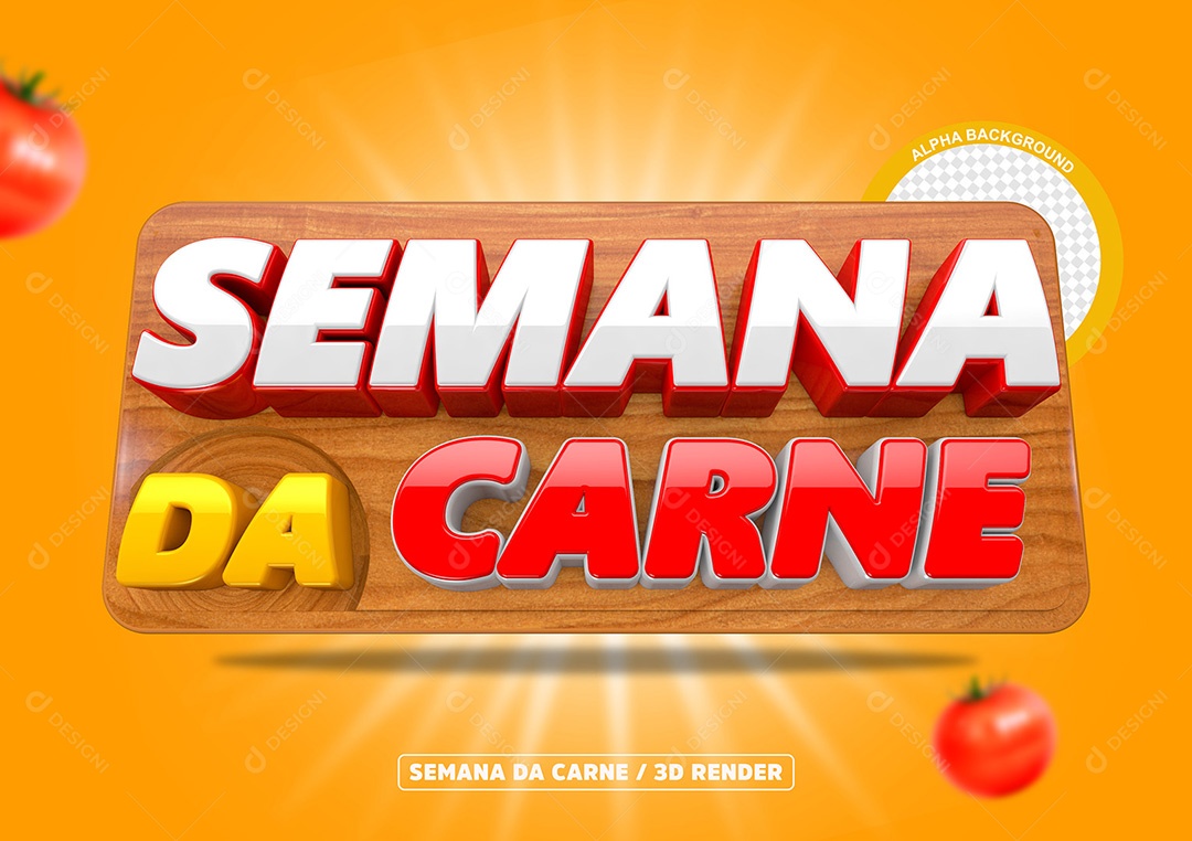 Selo 3D Semana da Carne para Composição PSD