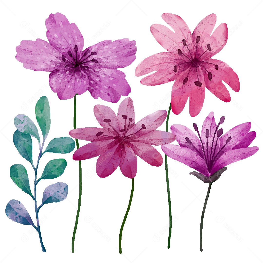 Conjunto de Desenhos de Flores AI