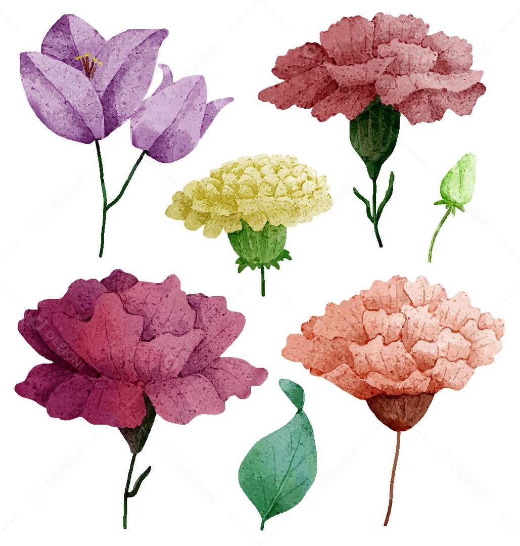 Conjunto de Desenhos de Flores AI