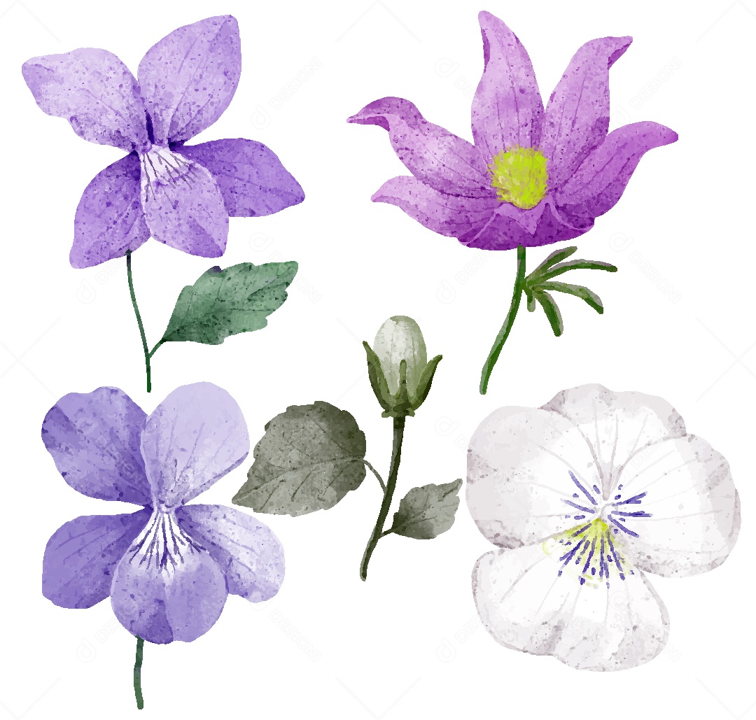 Conjunto de Desenhos de Flores AI