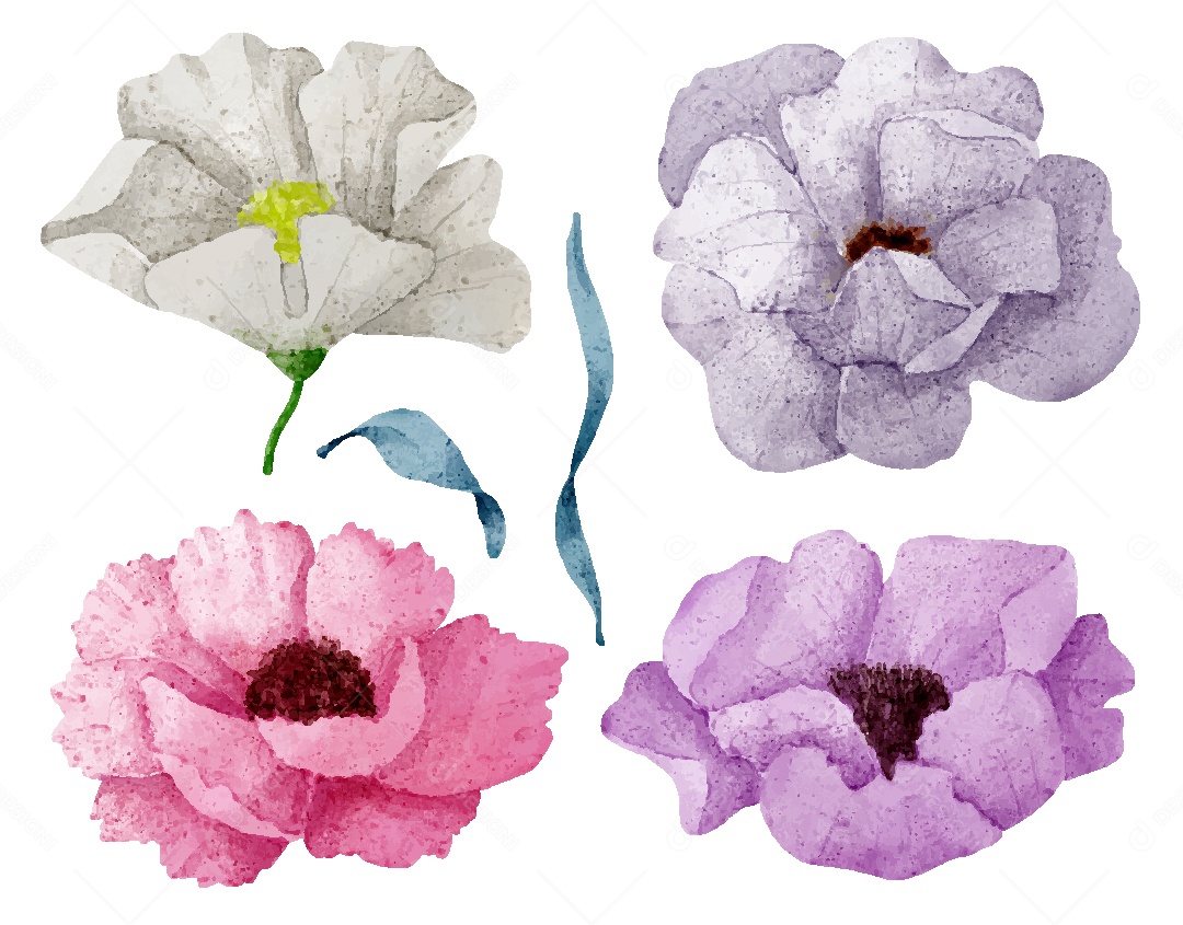 Conjunto de Desenhos de Flores AI