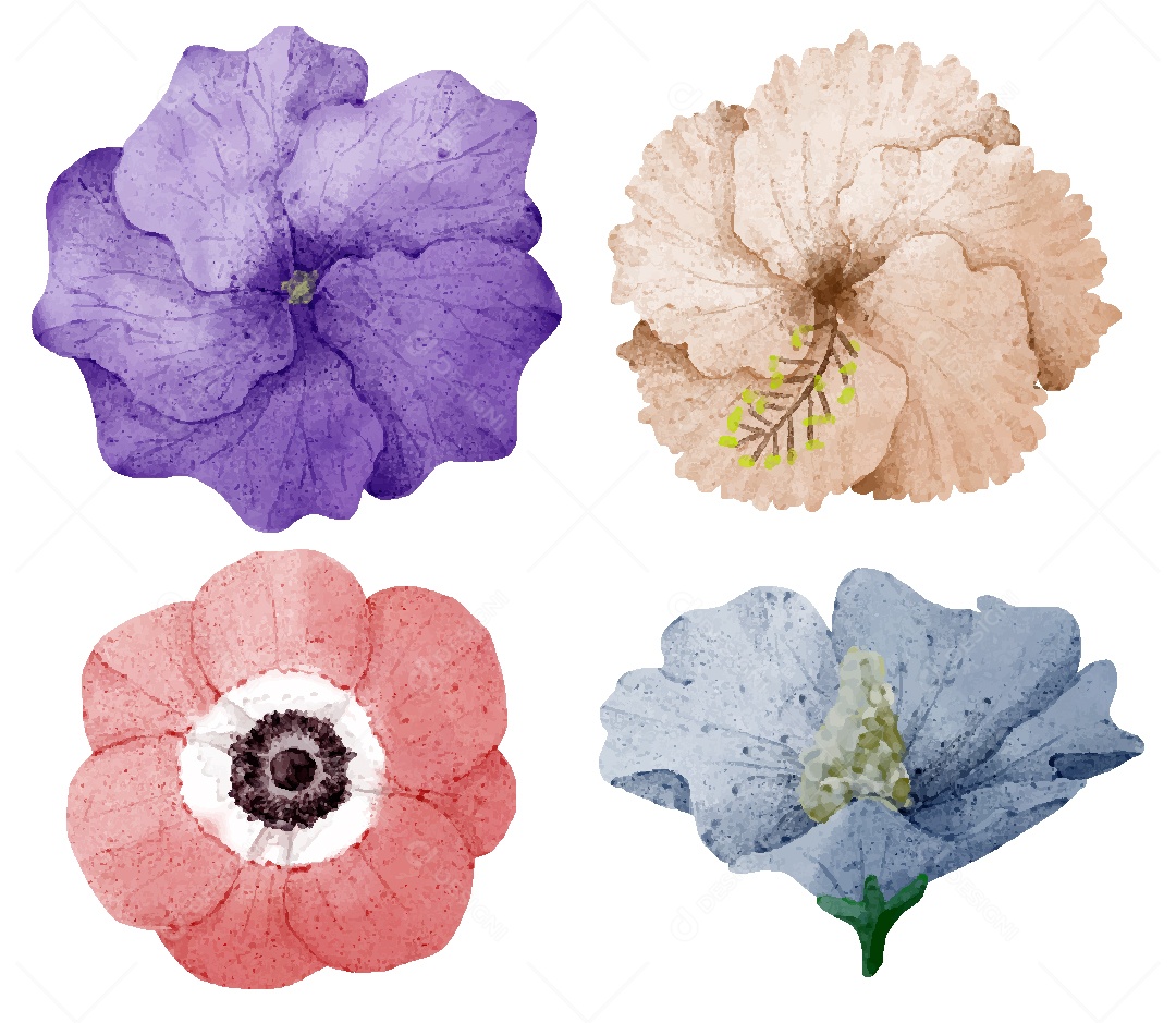 Conjunto de Desenhos de Flores AI