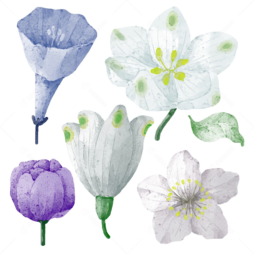 Conjunto de Desenhos de Flores AI