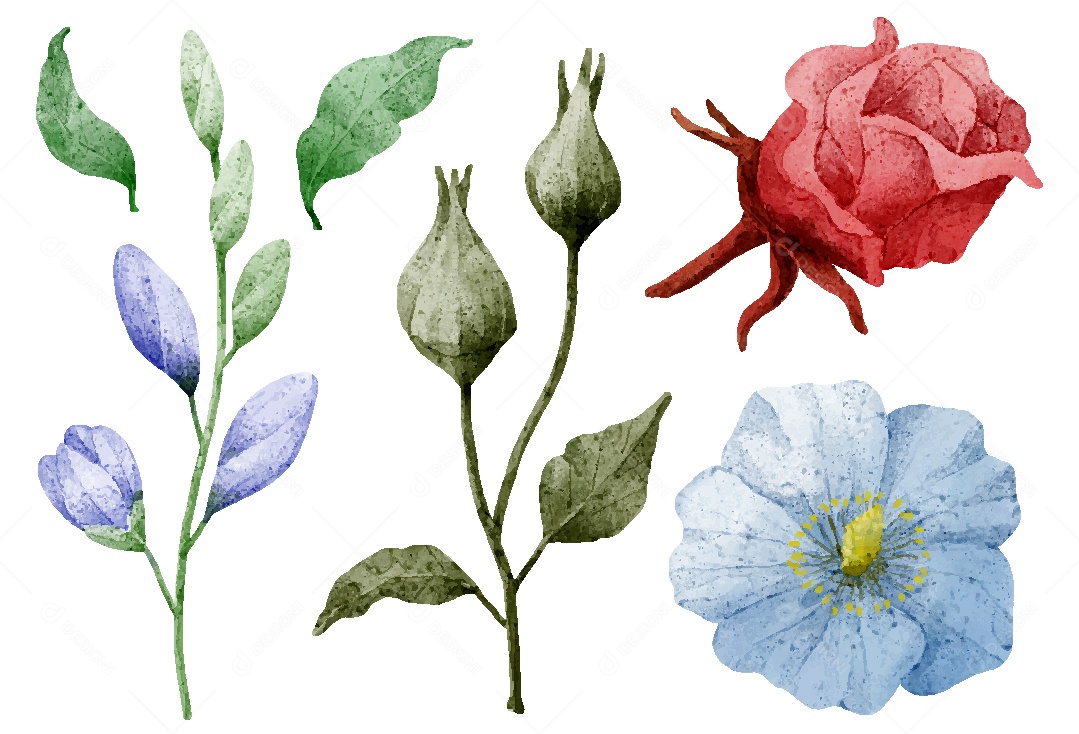 Conjunto de Desenhos de Flores AI