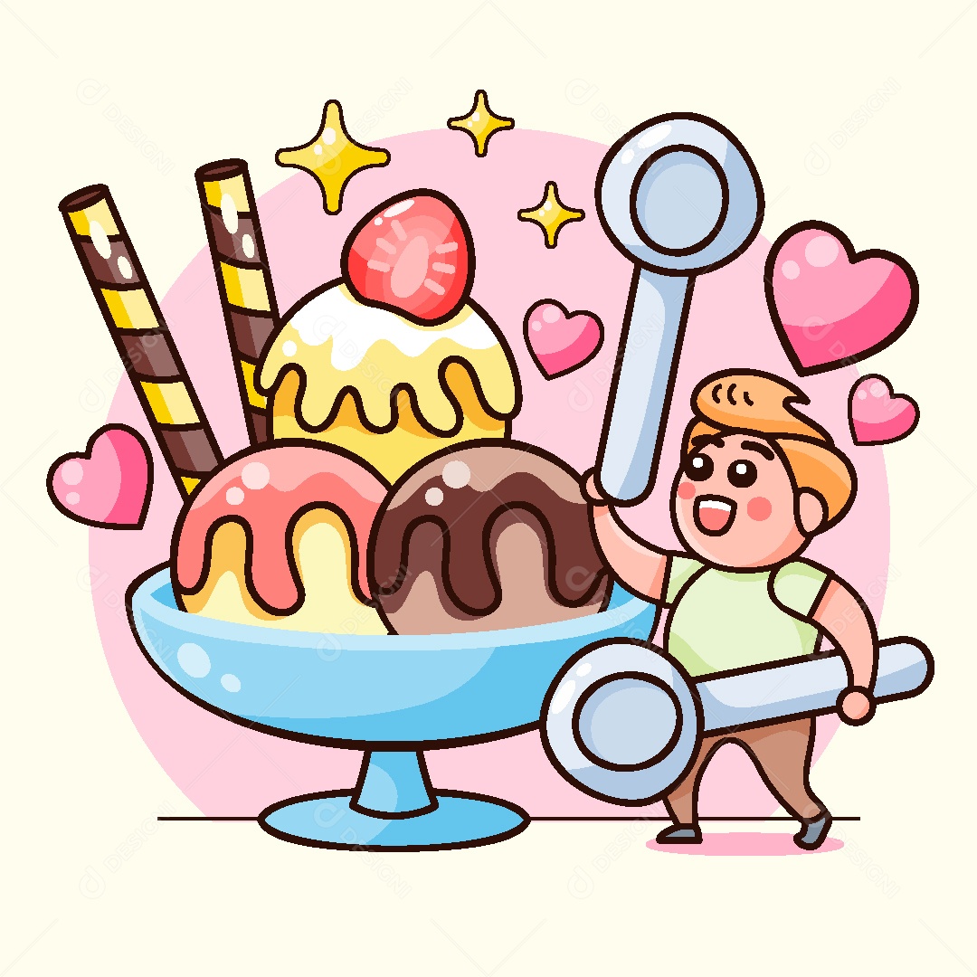 Sorvete Desenho Ilustração AI