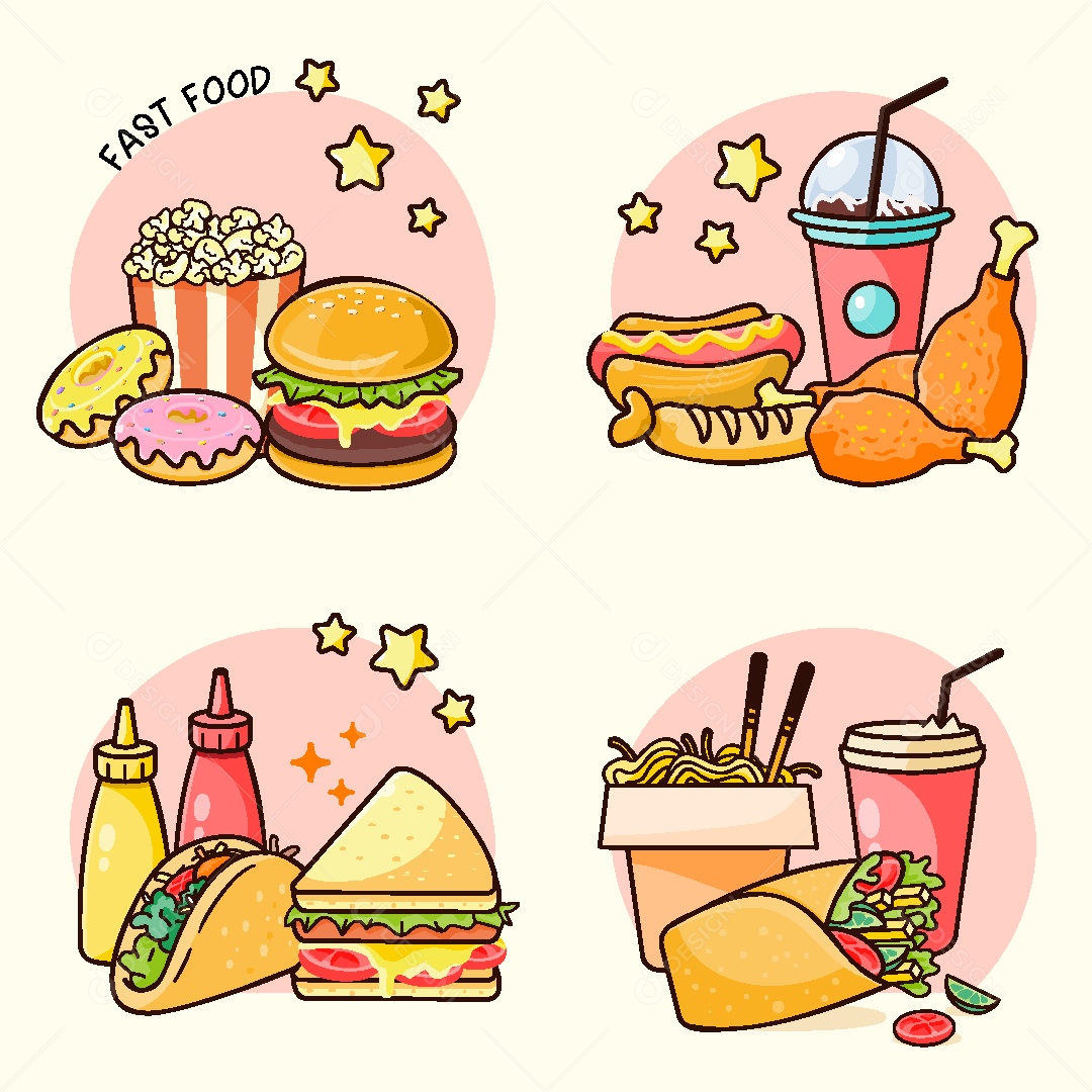 Conjunto de Desenhos de Comida AI