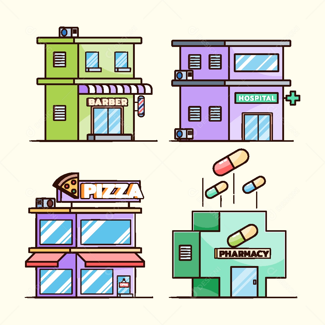 Conjunto de Lojas ilustrações AI