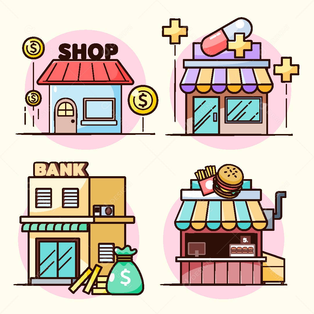 Conjunto de Lojas ilustrações AI
