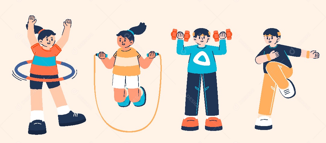 Conjunto de Personagens Ilustração AI