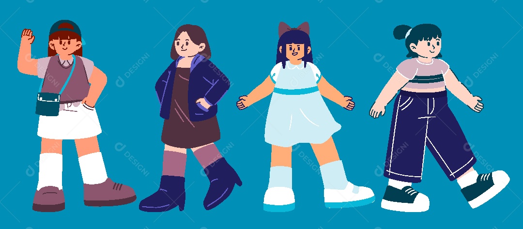 Conjunto de Personagens Ilustrações AI