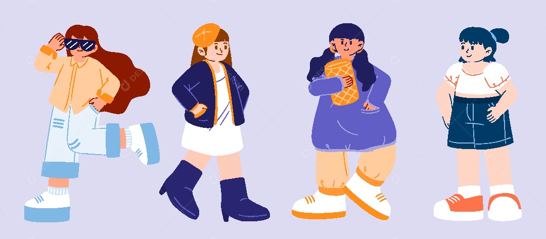 Conjunto de Personagens Ilustrações AI