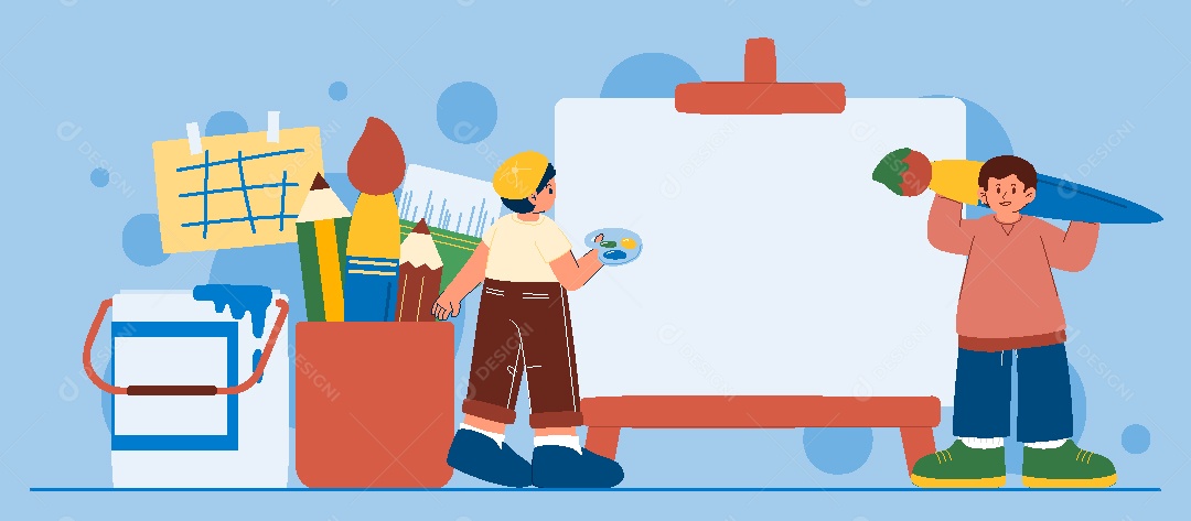 Conjunto de Personagens Alunos Ilustrações AI