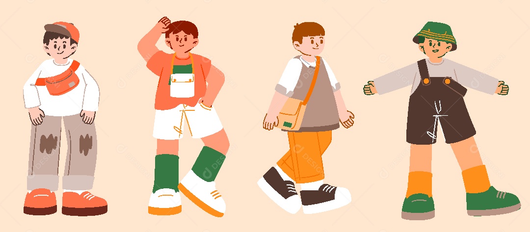 Conjunto de Personagens Ilustrações AI