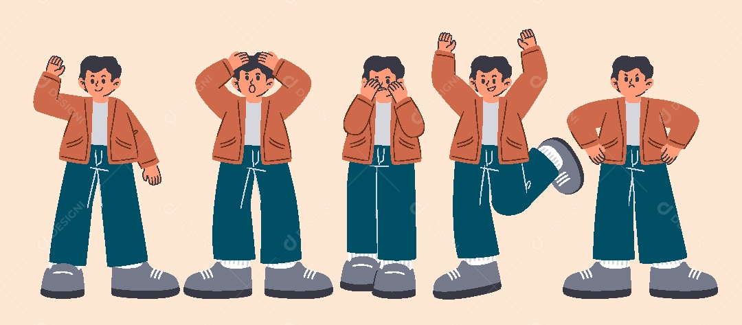 Conjunto de Personagens Ilustrações AI