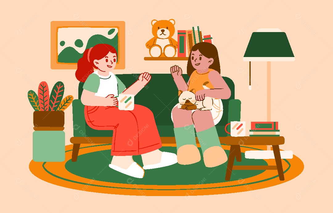 Conjunto de Personagens Ilustrações AI