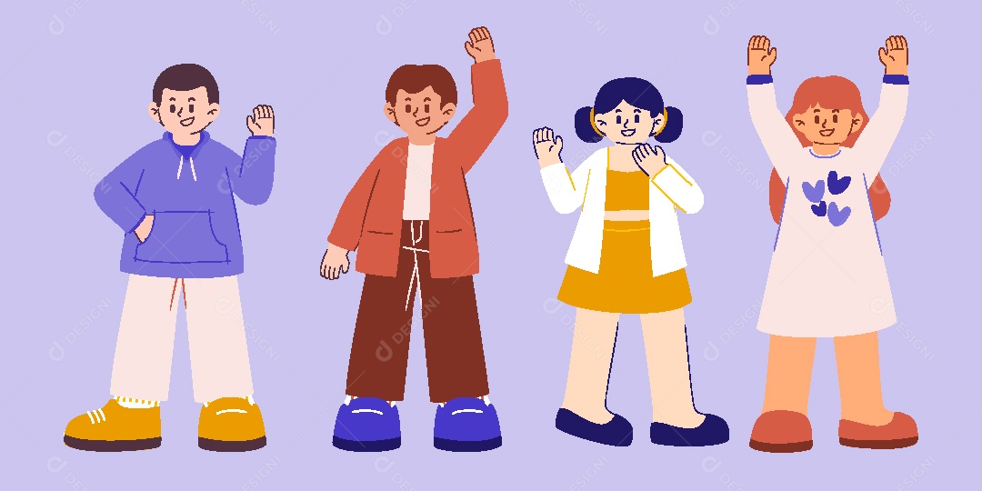 Conjunto de Personagens Ilustrações AI