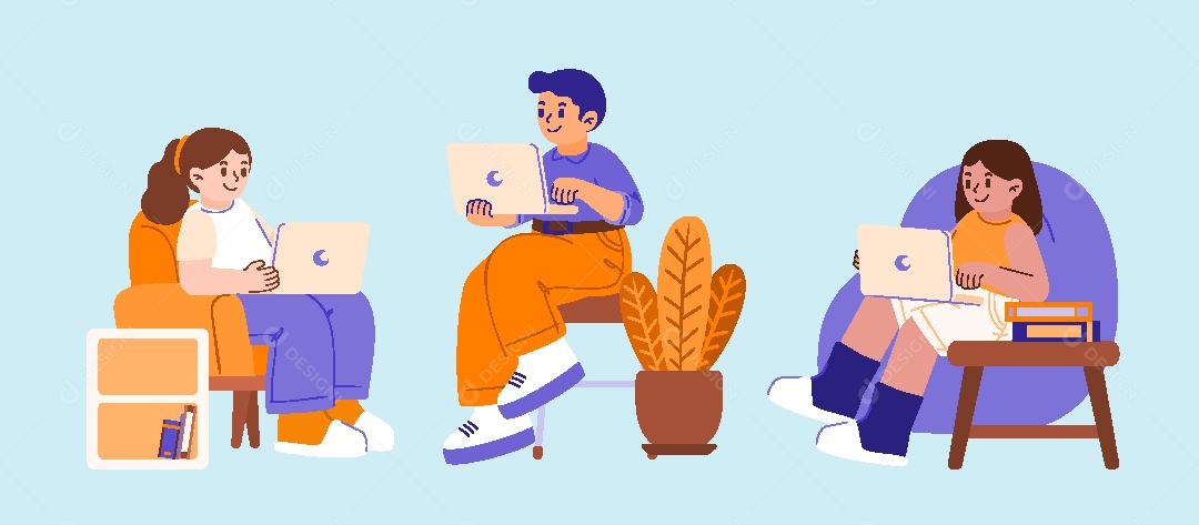 Conjunto de Personagens Estudantes AI