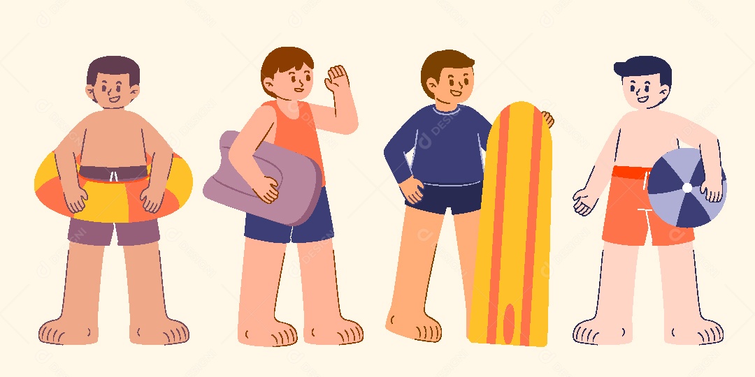 Conjunto de Personagens na Praia AI