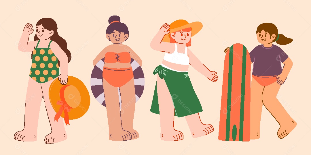 Conjunto de Personagens na Praia AI