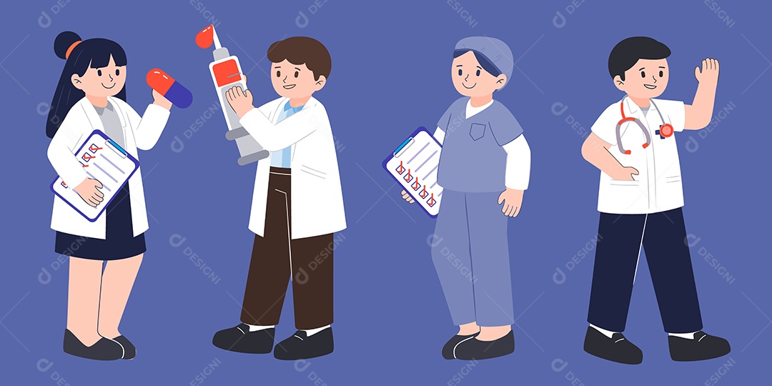Conjunto de Personagens Médicos AI