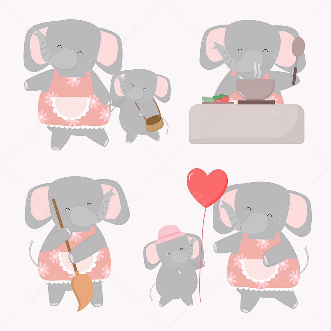 Ilustrações do Dia das Mães Animais AI