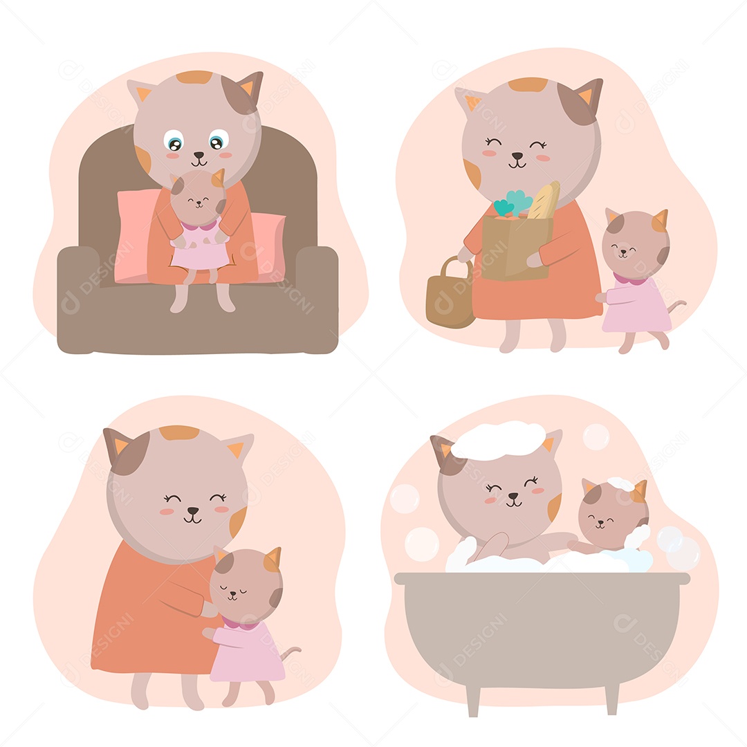 Ilustrações do Dia das Mães Animais AI