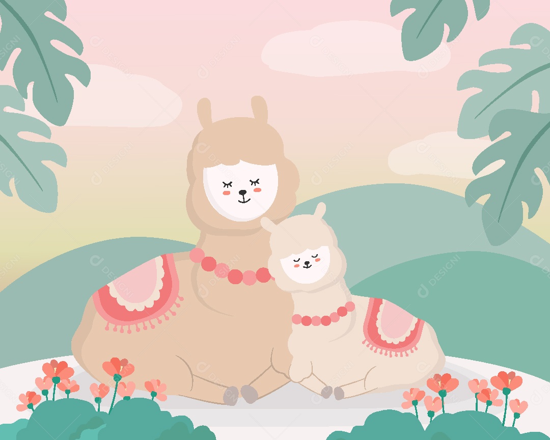 Ilustrações do Dia das Mães Animais AI