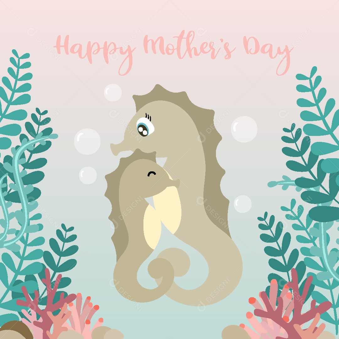 Ilustrações do Dia das Mães Animais AI