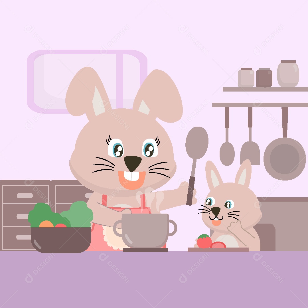 Ilustrações do Dia das Mães Animais AI