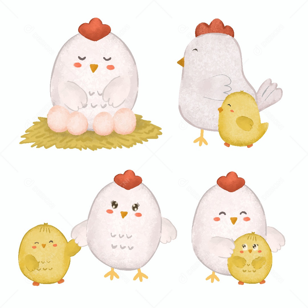 Ilustrações do Dia das Mães Galinhas AI