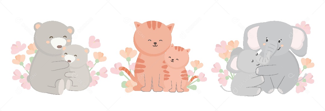 Ilustrações do Dia das Mães Animais AI