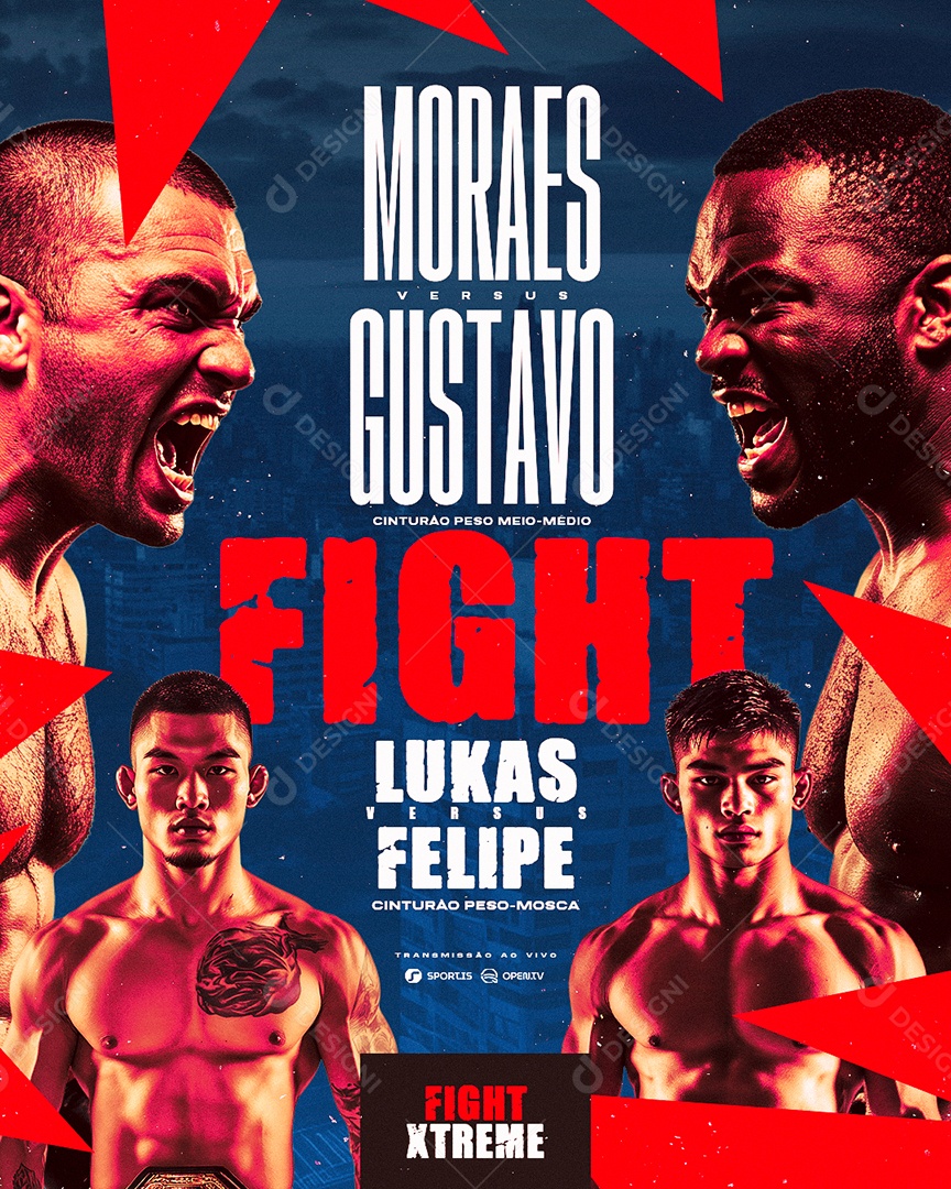 Campeonato de Luta Cinturão Peso Mosca Social Media PSD Editável