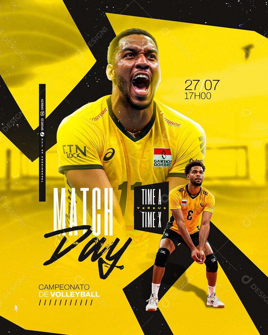 Campeonato de Vôlei Masculino Volleyball Match Day Social Media PSD Editável
