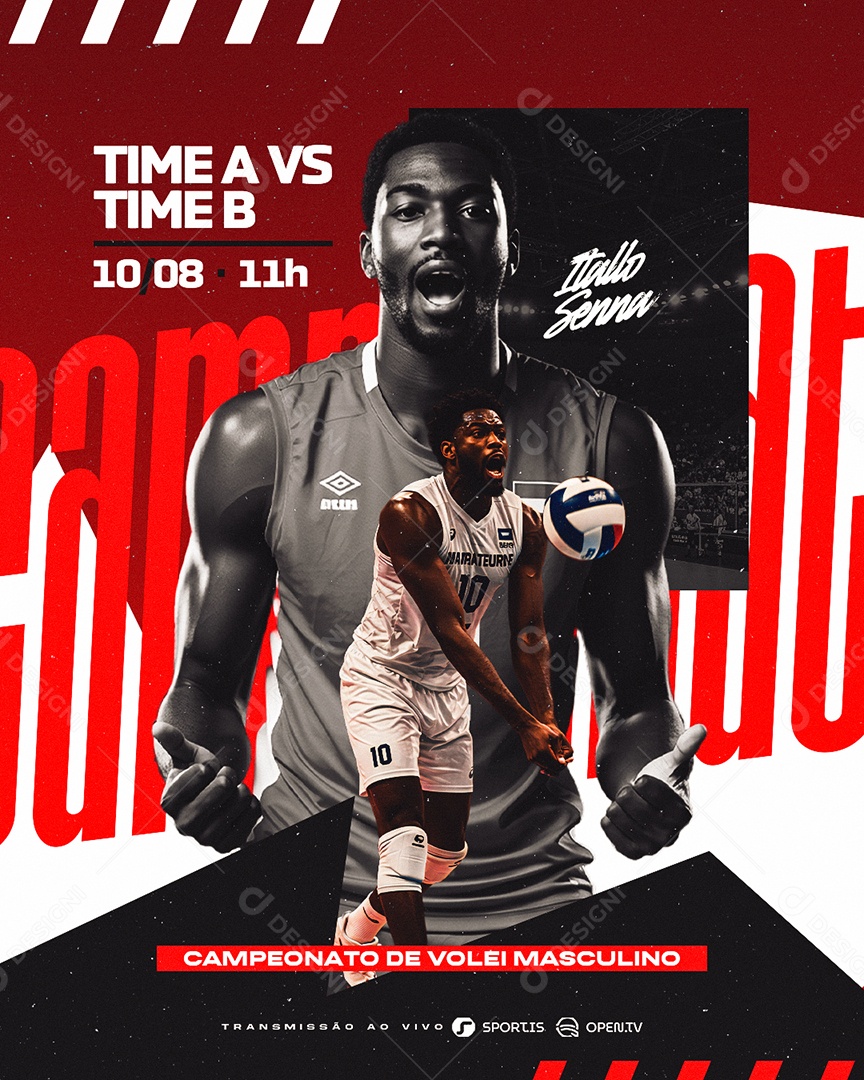 Campeonato De Vôlei Masculino Social Media PSD Editável