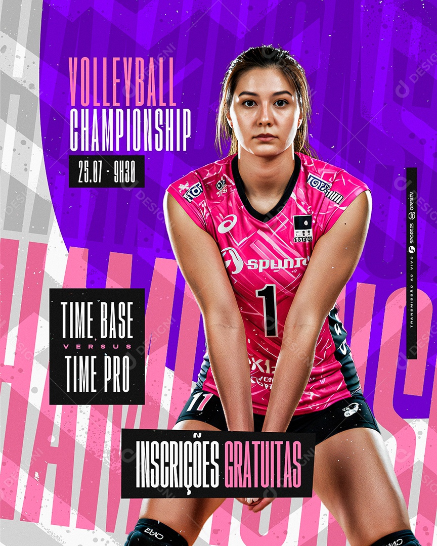 Campeonato de Vôlei Feminino Volleyball Championship Social Media PSD Editável