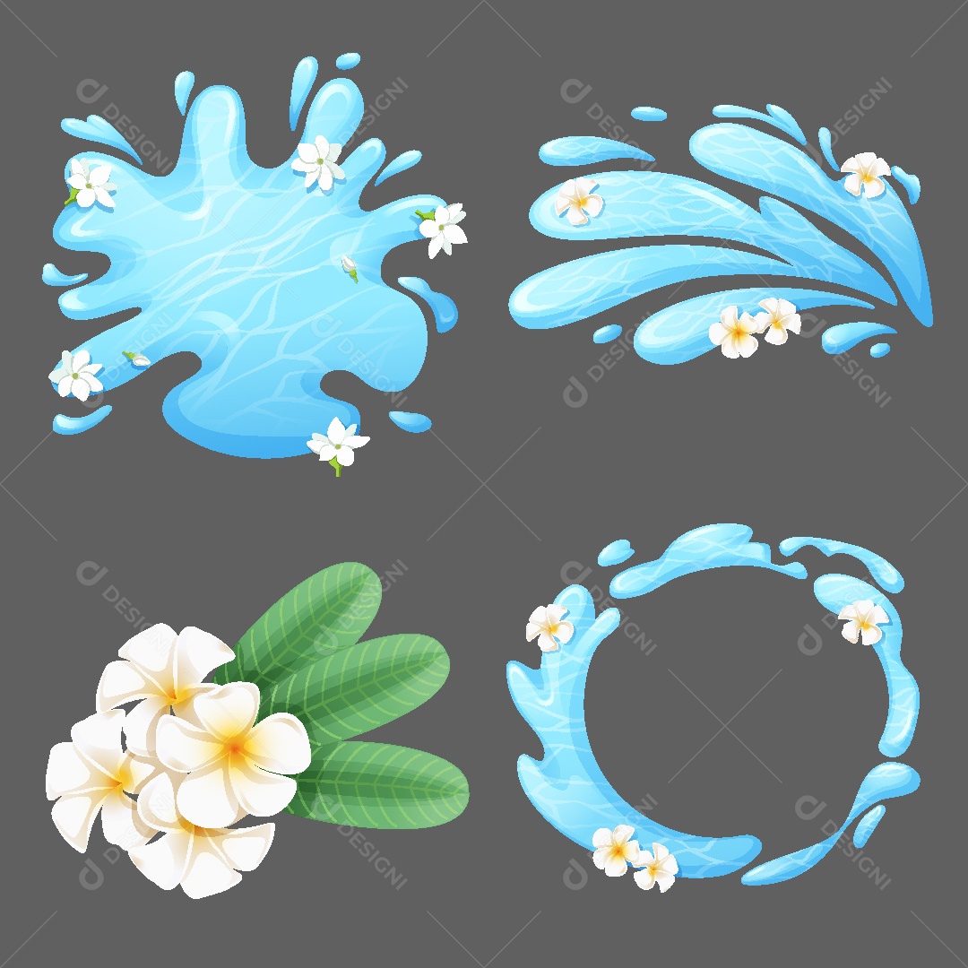 Conjunto de Desenhos Água e Flores AI