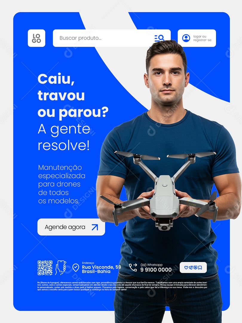 Loja de Drones Caiu Travou ou Parou Social Media PSD Editável