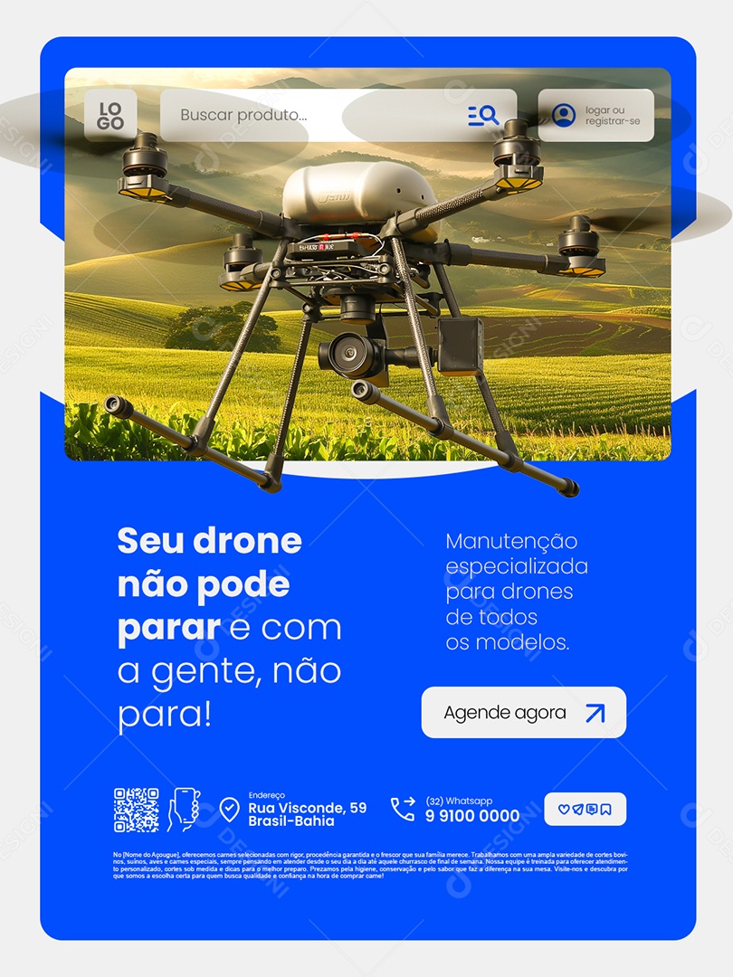 Loja de Drones Seu Drone Não Pode Parar Social Media PSD Editável