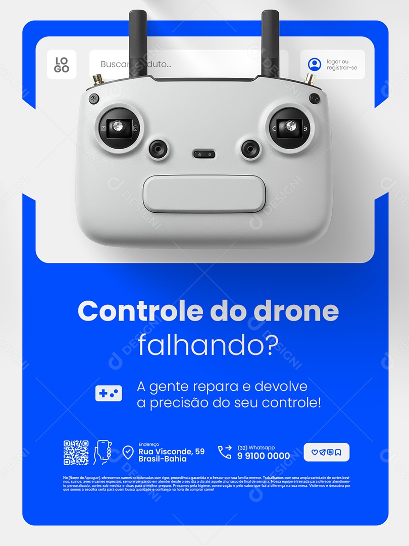 Loja de Drones Controle do Drone Falhando Social  Media PSD Editável