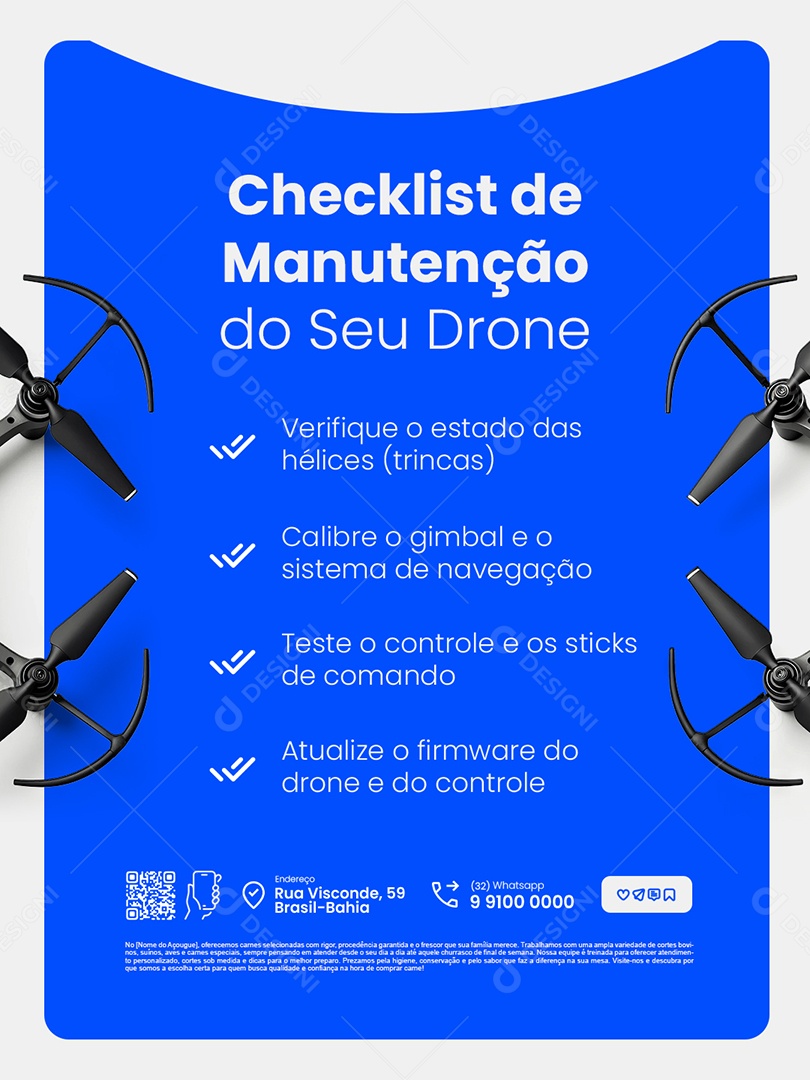 Loja de Drones Checklist de Manutenção do Seu Drone Social Media PSD Editável