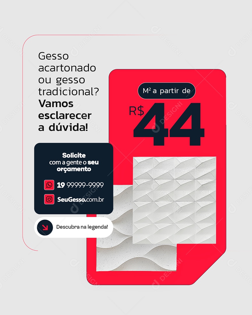 Gessos Acartonado ou Gesso Social Media PSD Editável