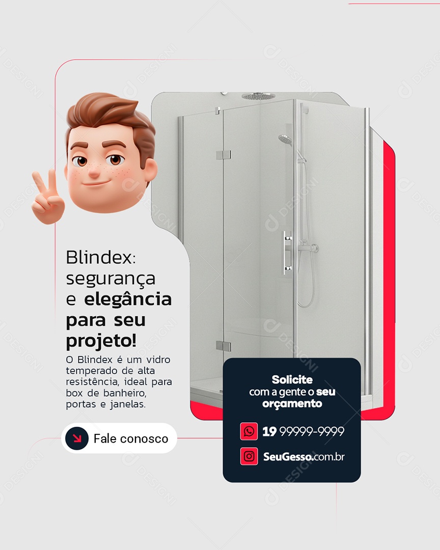 Gessos Blindex Segurança e Elegância Social Media PSD Editável
