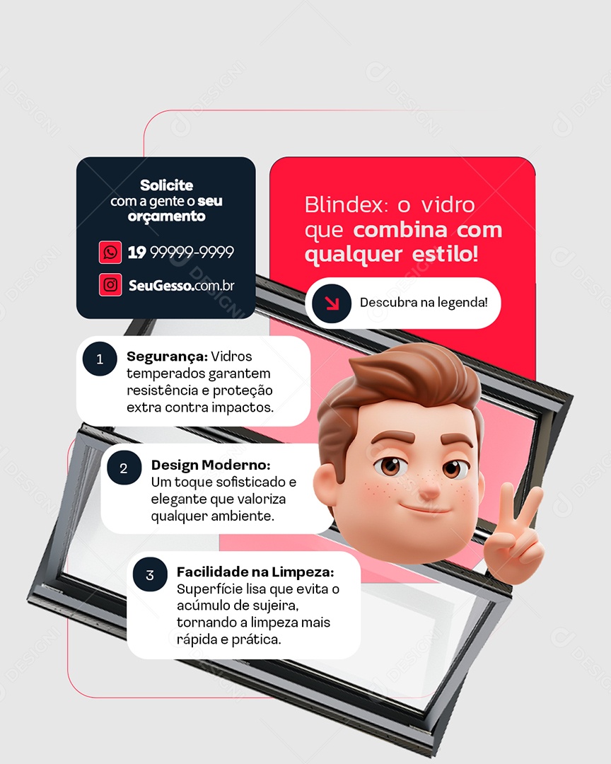 Gessos Blindex o Vidro Que Combina Social Media PSD Editável
