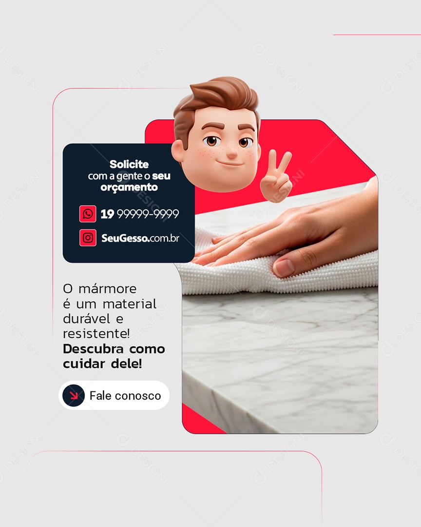 Gessos O Mármore é um Material Durável Social Media PSD Editável