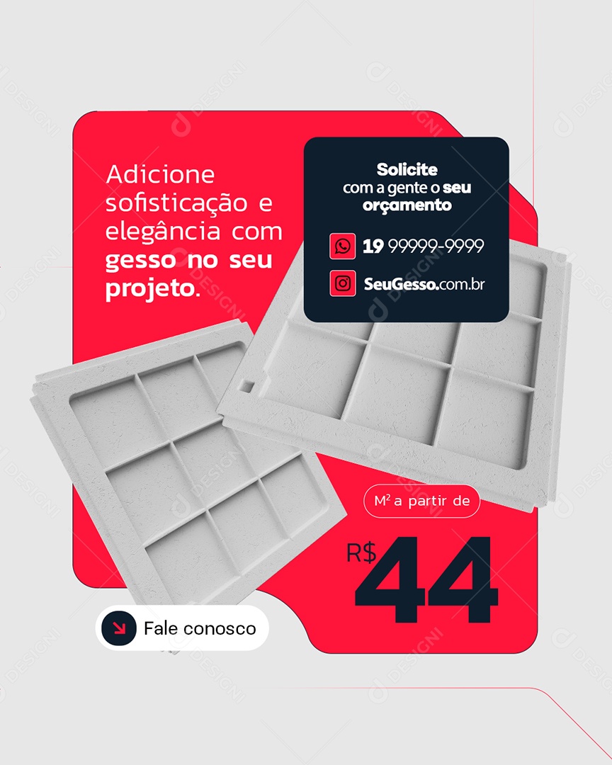 Gessos Adicione Sofisticação e Elegância Social Media PSD Editável