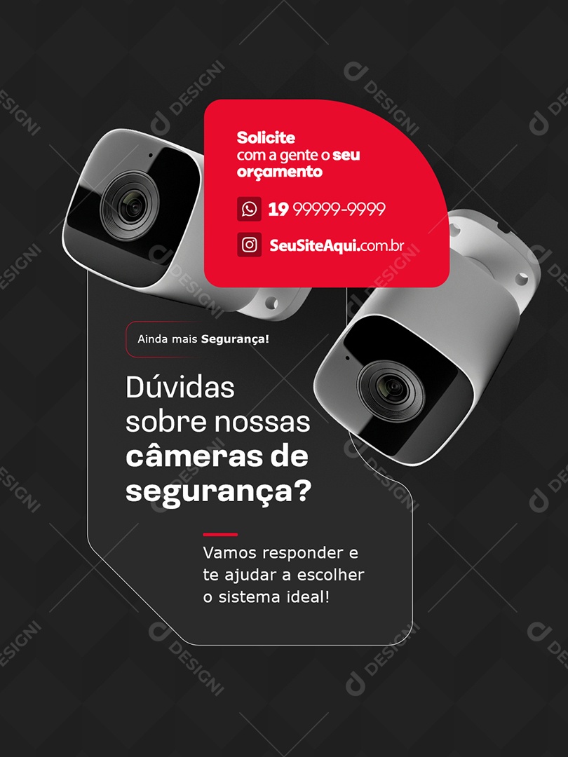 Social Media Dúvidas Sobre Nossas Câmeras de Segurança Social Media PSD Editável