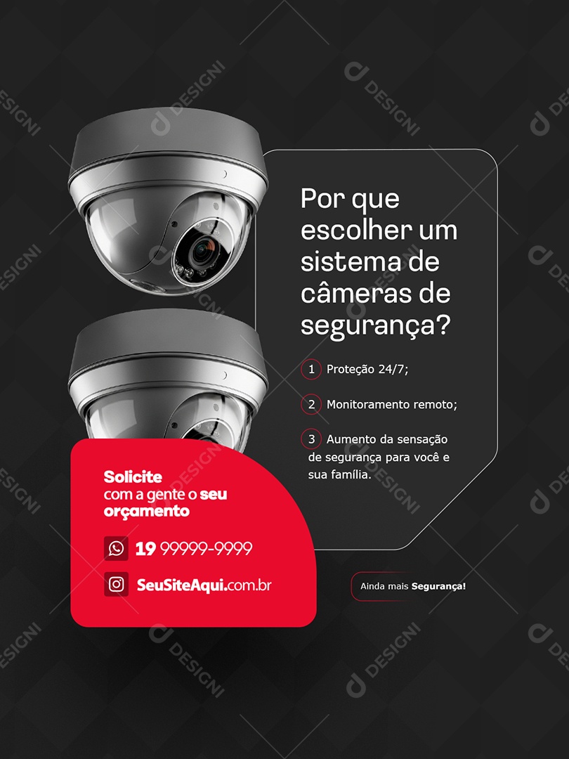 Câmeras Proteção Monitoramento Remoto Social Media PSD Editável