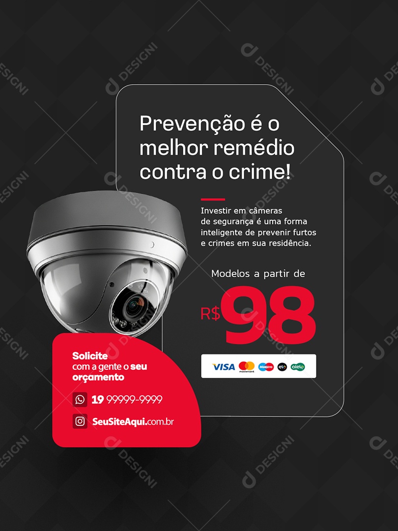 Câmeras Prevenção é o Melhor Remédio Social Media PSD Editável