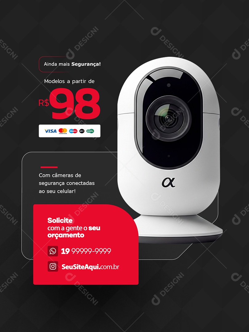 Câmeras Ainda Mais Segurança Social Media PSD Editável